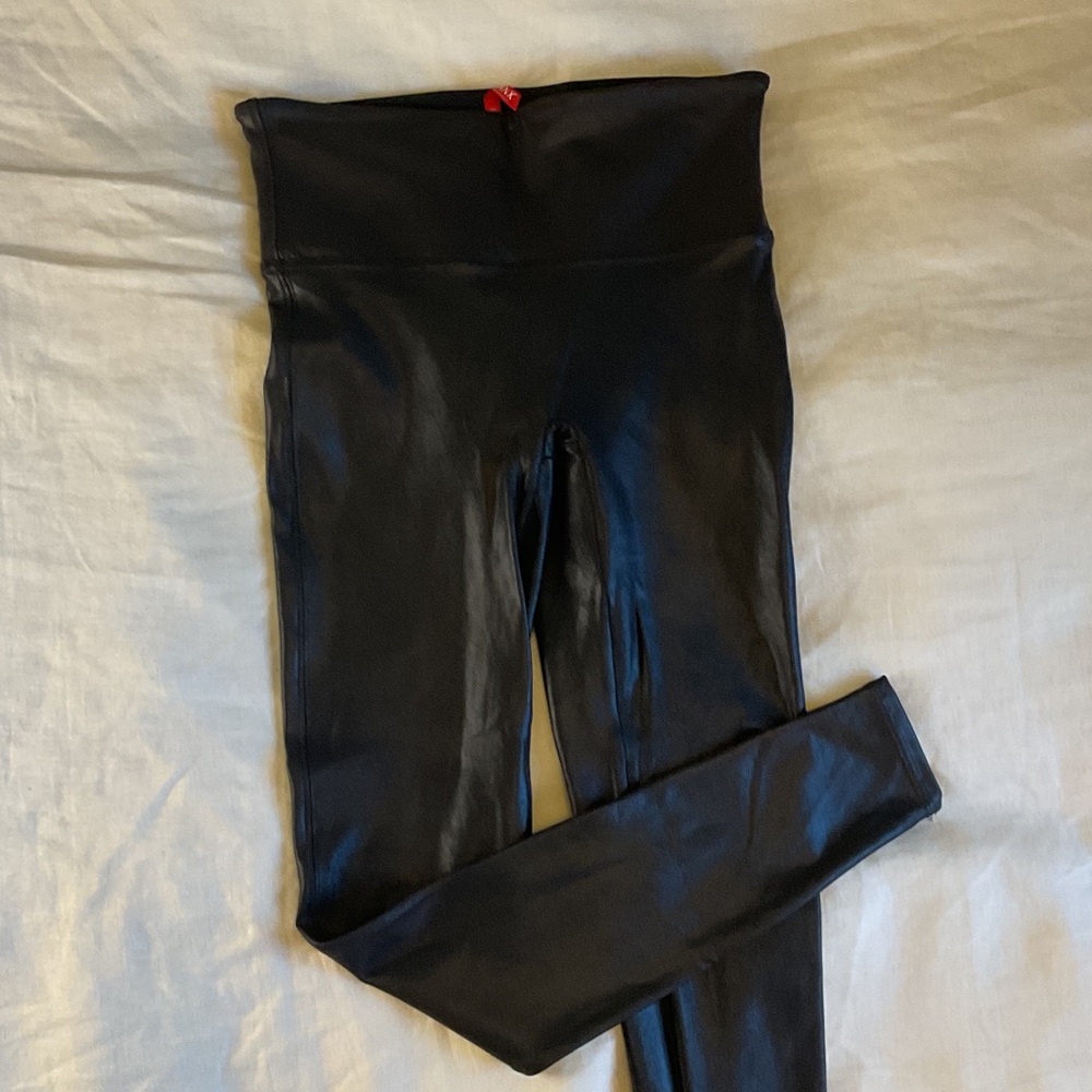 SPANX Black Faux Leather Kids Leggings